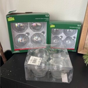 Iridescent and Clear Glass Ornaments Set